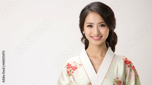 japanese traditional kimono woman on white background