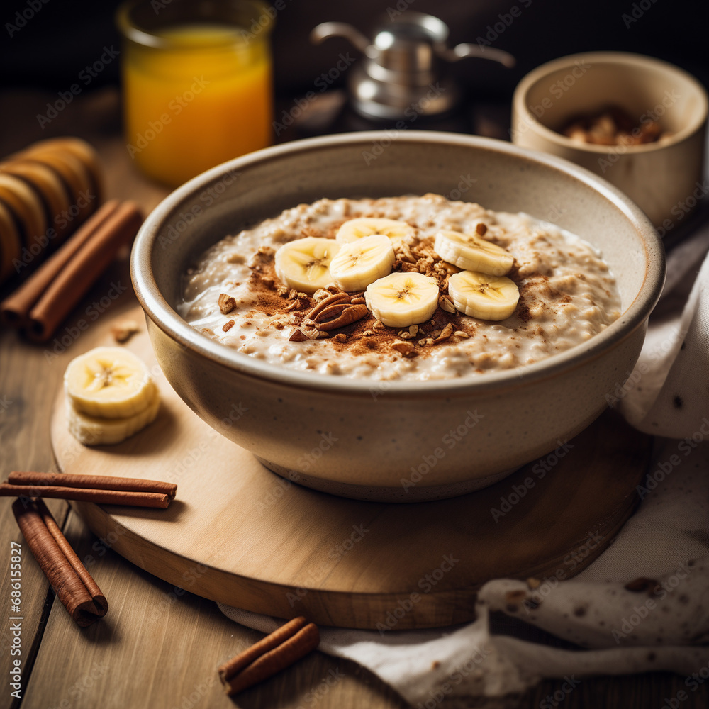 Hot Oatmeal with Bananas, Nuts, and Cinnamon Hot Oatmeal with Bananas, Nuts, and Cinnamon