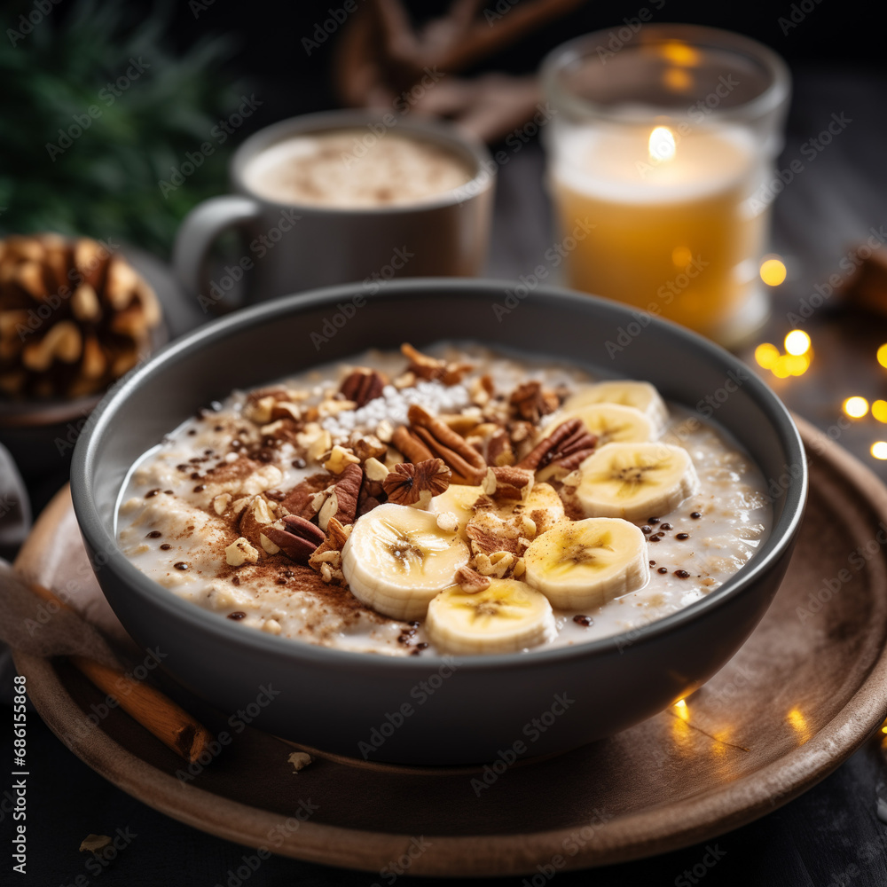 Hot Oatmeal with Bananas, Nuts, and Cinnamon Hot Oatmeal with Bananas, Nuts, and Cinnamon