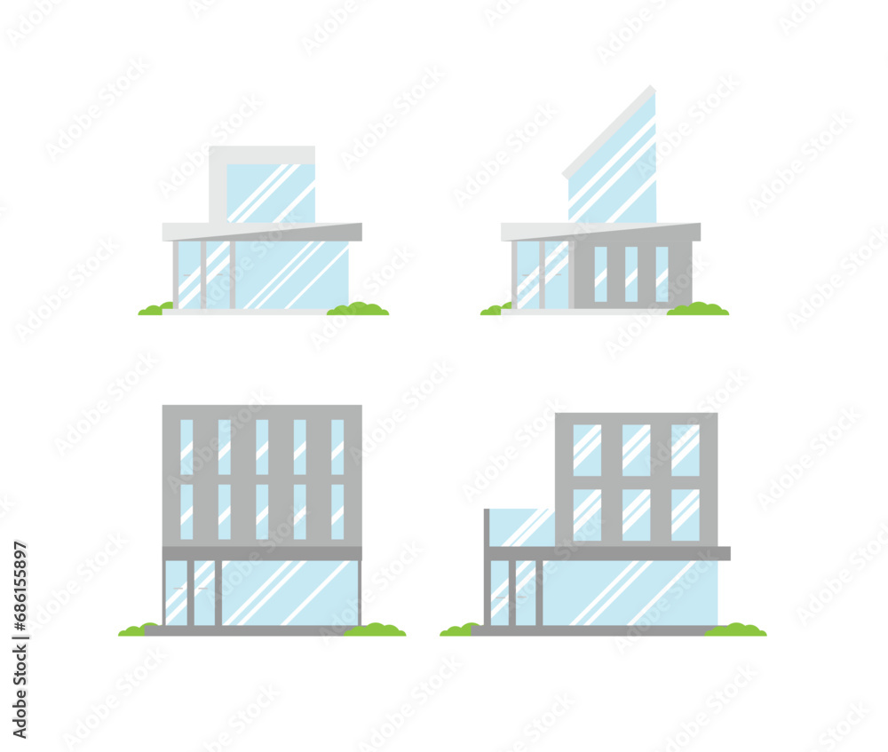 Set of Modern Buildings Flat Style. Architecture and city concept vector Set of Modern Buildings Flat Style. Architecture and city concept vector