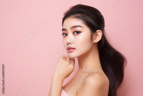 Portrait of beauty woman with perfect healthy glow skin facial