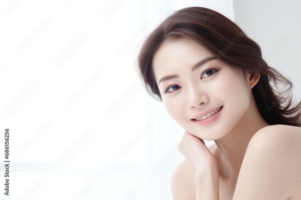 Portrait of beauty woman with perfect healthy glow skin facial Portrait of beauty woman with perfect healthy glow skin facial