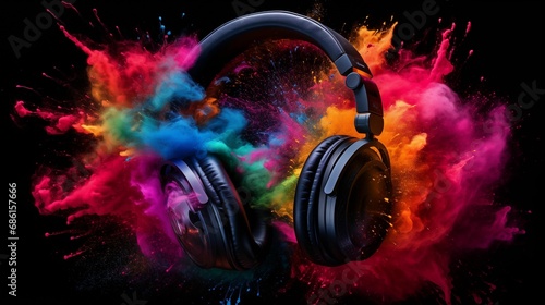 An image of headphones and exploding holiday dust.