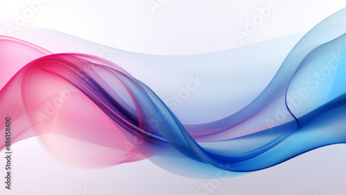 Abstract neon blue pink waves design with smooth curves and soft shadows on clean modern background. Fluid gradient motion of dynamic lines on minimal backdrop