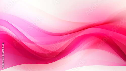 Abstract transparent hot pink waves design with smooth curves and soft shadows on clean modern background. Fluid gradient motion of dynamic lines on minimal backdrop