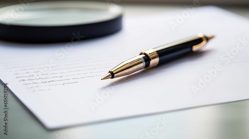 An image of a pen lying on a sheet of paper.