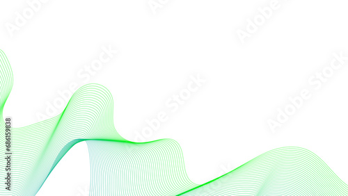 Abstract colorful green lines on a white background. Futuristic colorful blend wave lines on transparent background. Modern colorful flowing wave lines and glowing moving lines.	