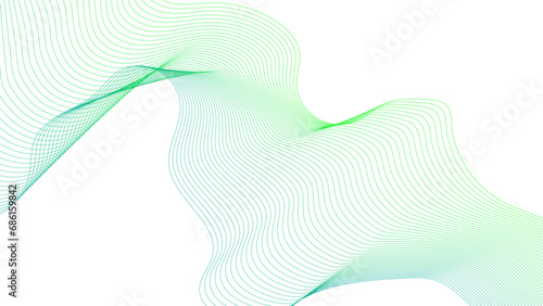 Abstract colorful green lines on a white background. Futuristic colorful blend wave lines on transparent background. Modern colorful flowing wave lines and glowing moving lines. 
