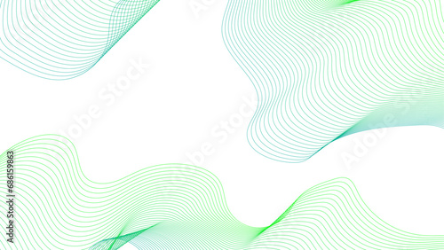 Abstract colorful green lines on a white background. Futuristic colorful blend wave lines on transparent background. Modern colorful flowing wave lines and glowing moving lines.	