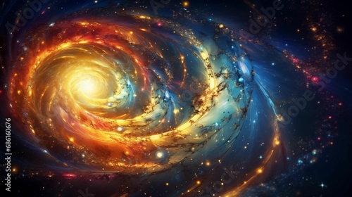 Abstract space background with golden spiral. © kept