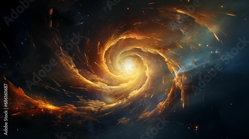 Abstract space background with golden spiral.