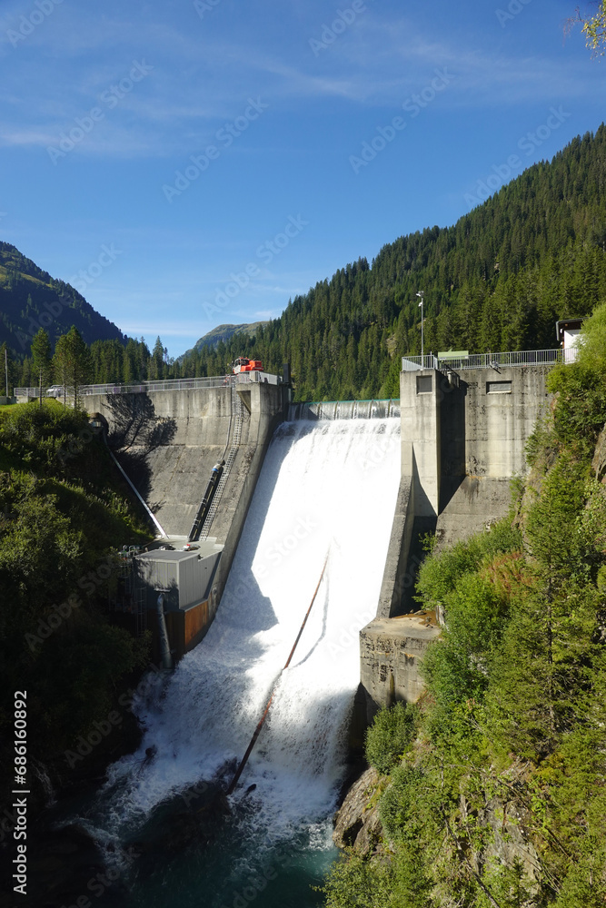 The dam at Kartell power plant, Verwall lake, Austria