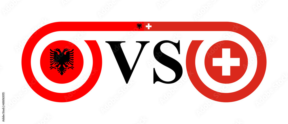 concept between albania vs switzerland. vector illustration isolated on white background concept between albania vs switzerland. vector illustration isolated on white background