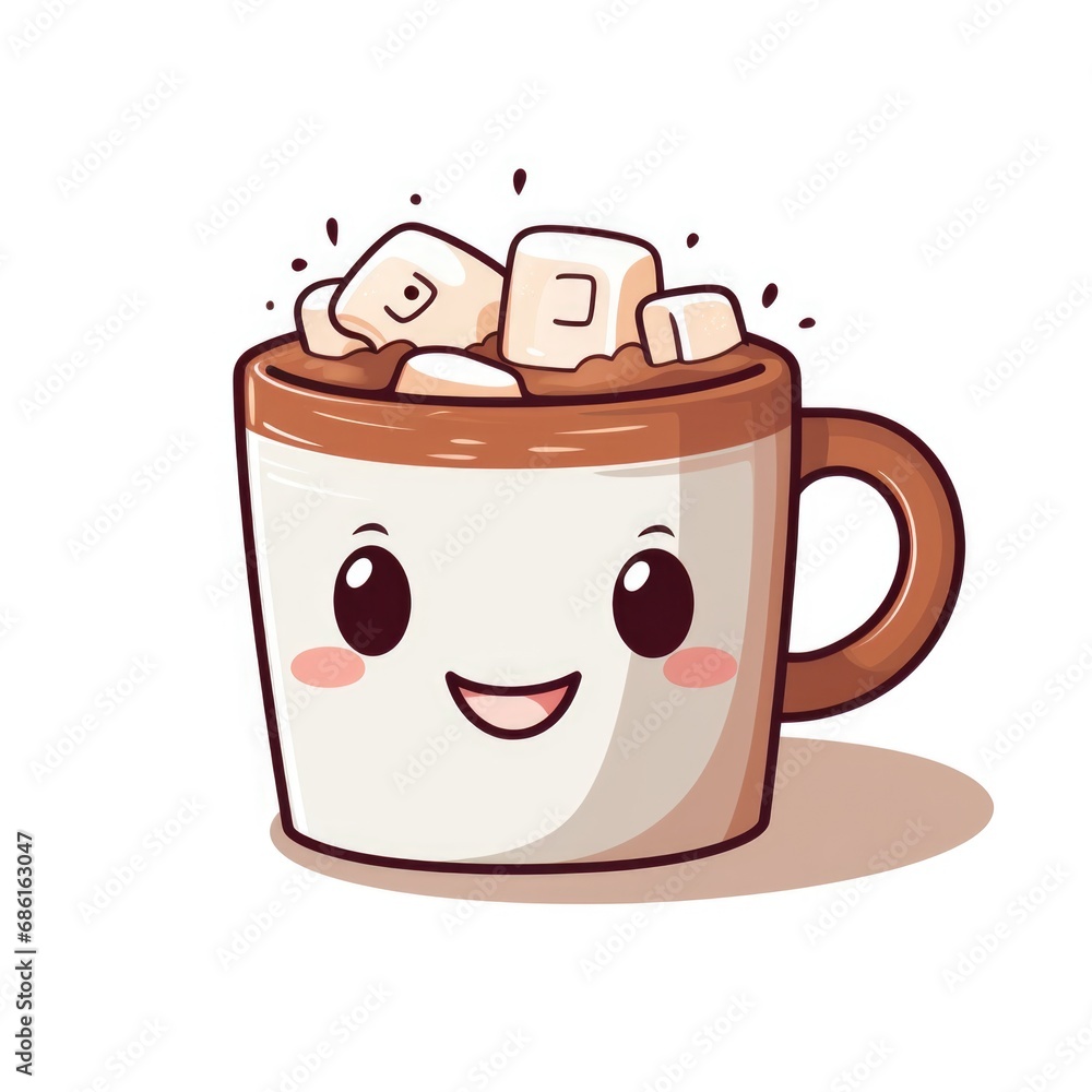 Drawing of Hot cocoa mug on white background Drawing of Hot cocoa mug on white background