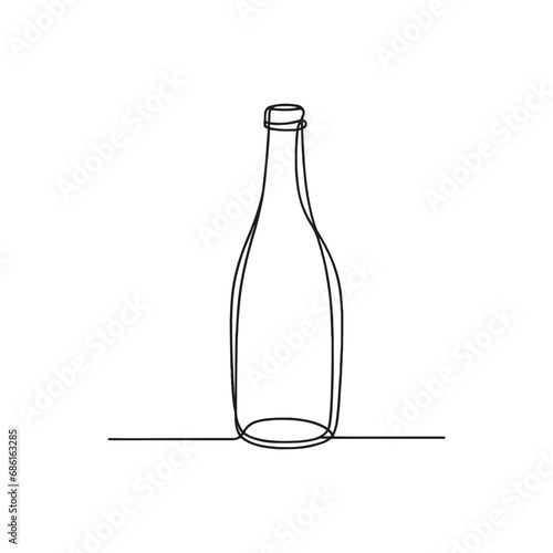 vector illustration in flat style black and white line visualizing bottle
