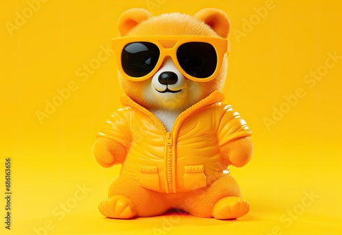 Panda. Close-up of a panda wearing sunglasses. Anthopomorphic creature. A fictional character for advertising and marketing. Humorous character for graphic design.