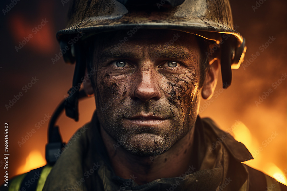 AI generated portrait of rescuers evacuates people from fire AI generated portrait of rescuers evacuates people from fire