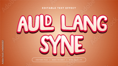 Editable text effect. White auld lang syne text on gradient background.