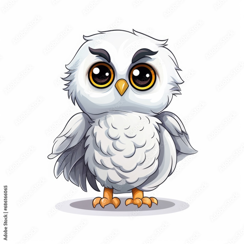 Drawing of Snowy owl on white background Drawing of Snowy owl on white background