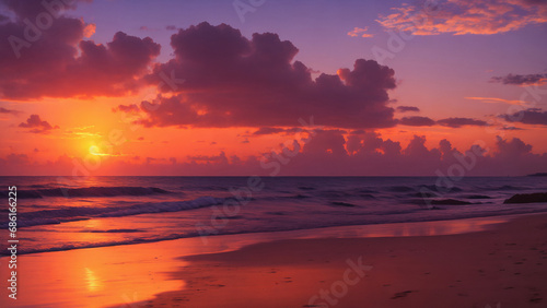 sunset over the ocean © Meraj
