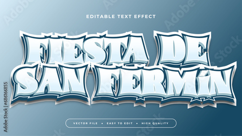 Editable text effect. Light grey fiesta de san fermin text on gradient background.