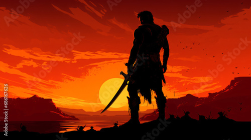 Gladiator with a sword silhouette