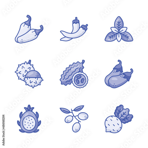 An amazing fruit and vegetable icons set, isolated on white background
