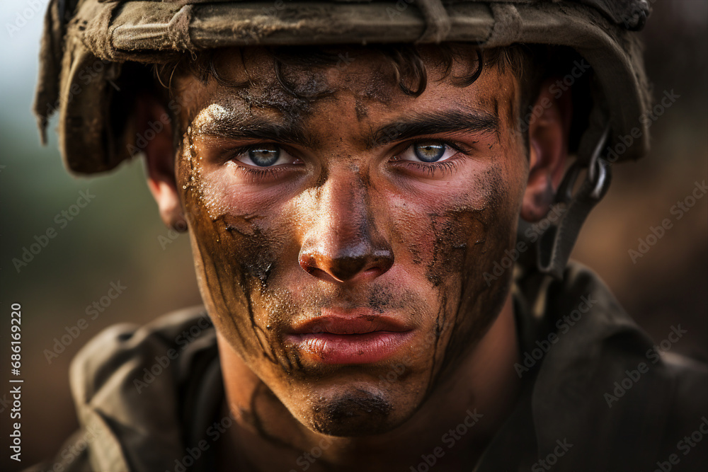 Close up photo of man face at war Palestine Israel conflict generative ai technology Close up photo of man face at war Palestine Israel conflict generative ai technology