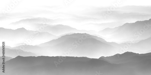 mountains in the fog photo