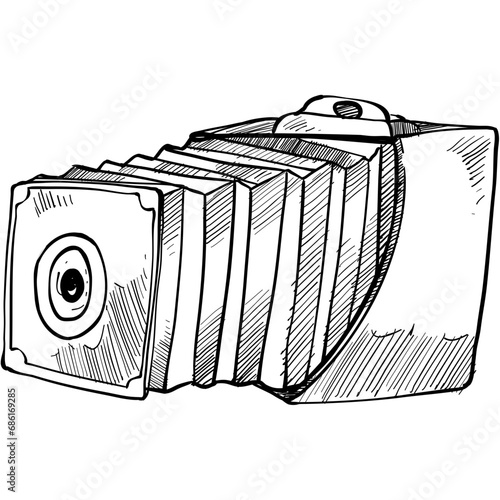 old camera handdrawn illustration