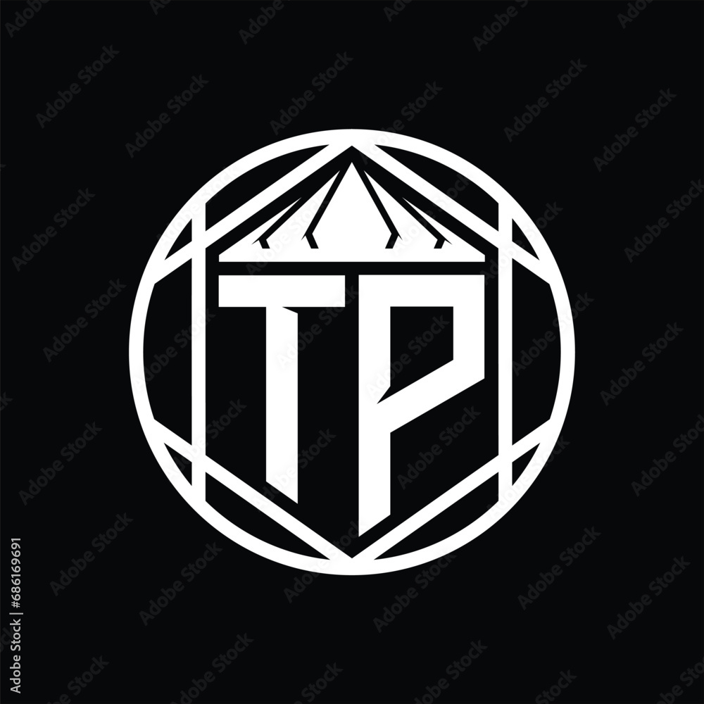 TP Letter Logo monogram hexagon slice crown sharp shield shape isolated circle abstract style design TP Letter Logo monogram hexagon slice crown sharp shield shape isolated circle abstract style design