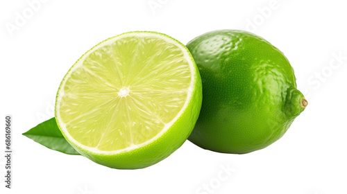 Citrus lime isolated on transparent background, PNG image with background removed, Created with Generative Ai technology.