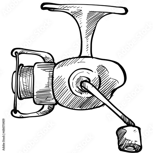 fishing reel handdrawn illustration