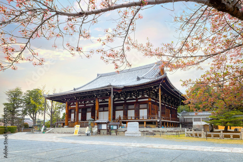 Kyoto, Japan - April 5 2023: Kurodani or Konkai-Komyoji temple founded in 1175, it's one of the eight head temples of JHODO sect, the major Buddhist denominations photo