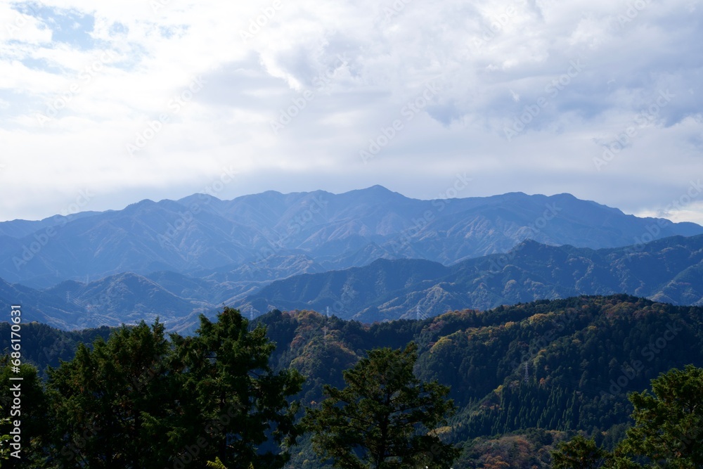 Scenery of Mt. Takao mountains in autumn