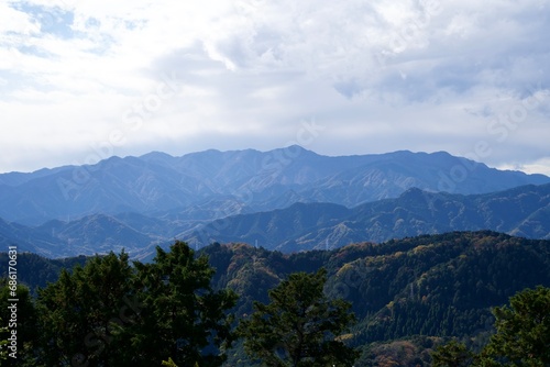 Scenery of Mt. Takao mountains in autumn