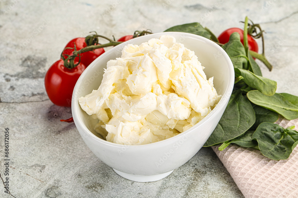 Soft cream cheese in the bowl Soft cream cheese in the bowl