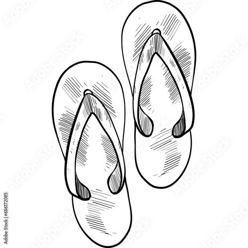 beach slippers handdrawn illustration