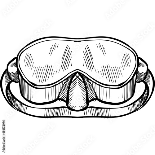 diving snorkel mask handdrawn illustration