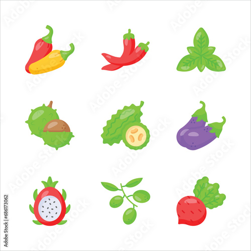 An amazing fruit and vegetable icons set, isolated on white background
