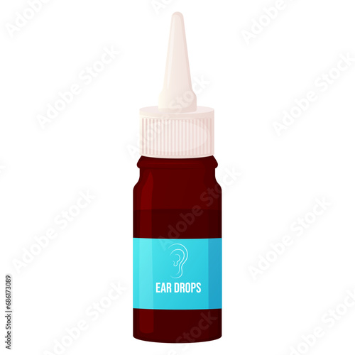Medical ear drops bottle isolated on white background