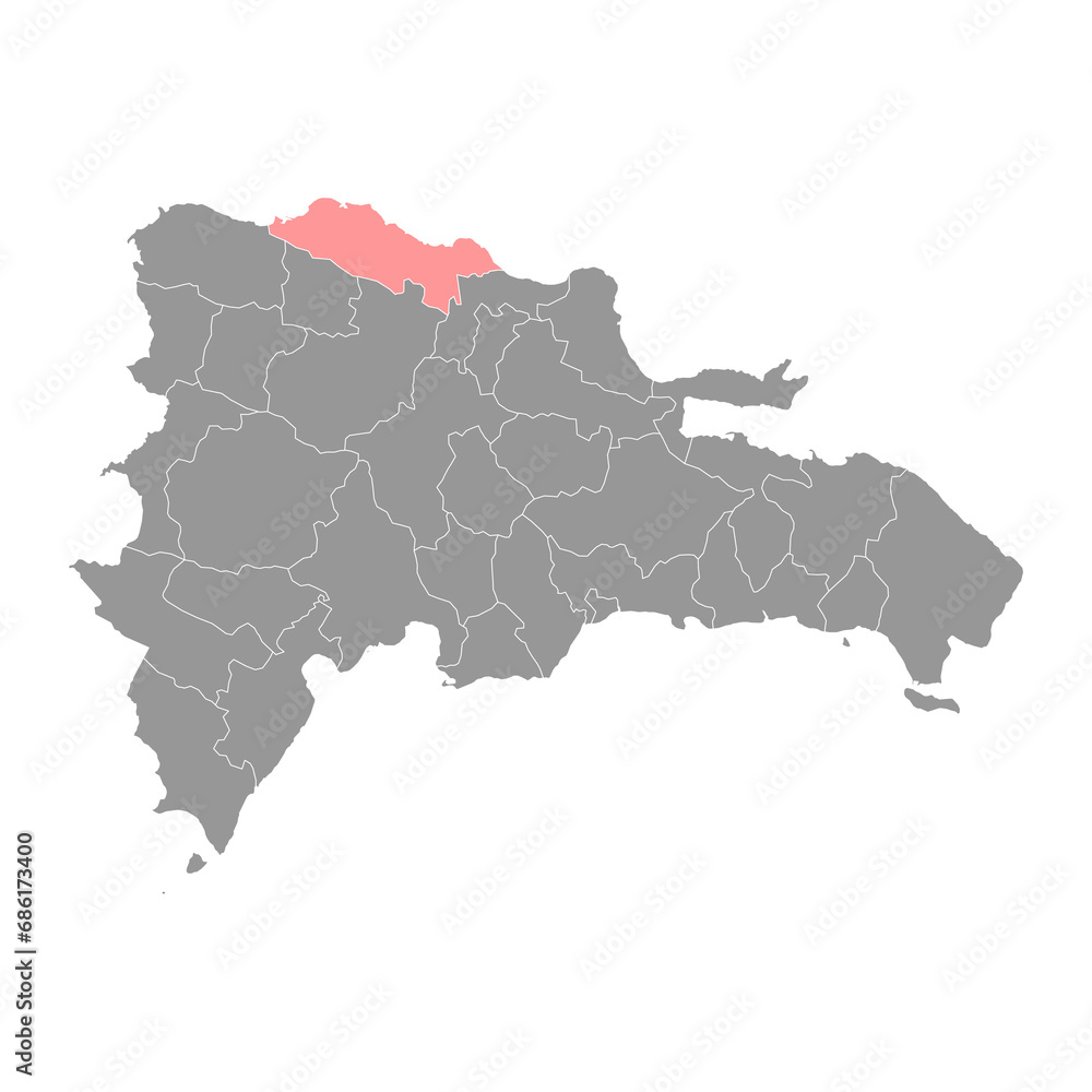 Fototapeta premium Puerto Plata province map, administrative division of Dominican Republic. Vector illustration.