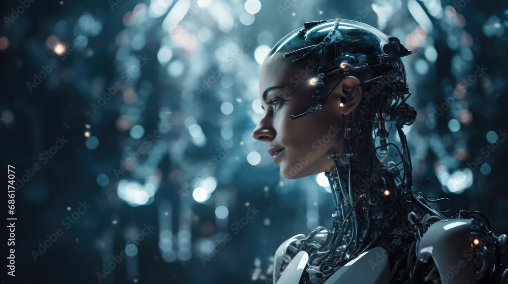 Pondering the future: The revolution of artificial intelligence, copy space Pondering the future: The revolution of artificial intelligence, copy space