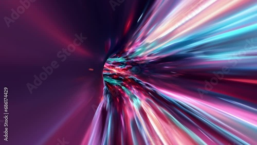 Abstract loop colorful hyperspace flight universe galaxy warp tunnel animation. 4K 3D Art infinite loop Science Fiction pink hyperspace vortex tunnel. Space travel flight in grungy pink red wormhole d photo