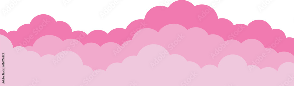 Pink clouds on a transparent background. Simple clouds design. Vector illustration.	