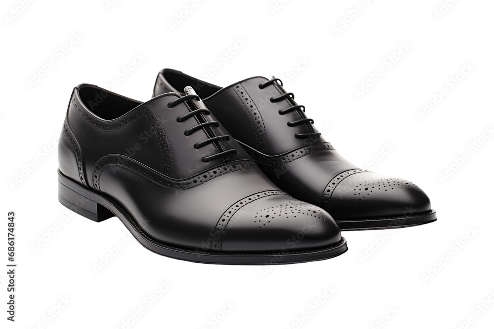 Classic Black Oxford Shoes for Men on transparent background