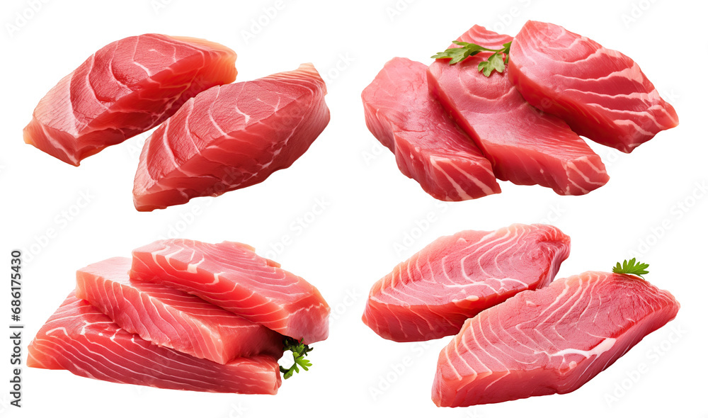 Set of delicious tuna sashimi, cut out