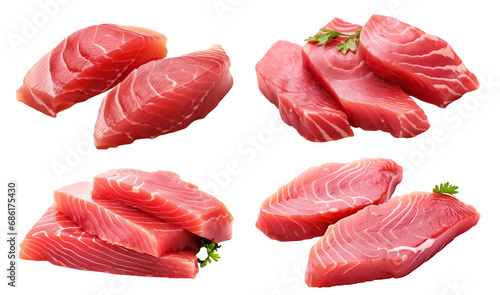 Set of delicious tuna sashimi, cut out photo
