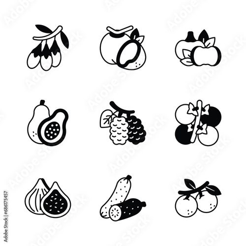 Well designed fruits and vegetables vectors set  healthy and organic food