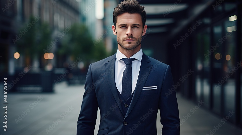 Businessman in the City Minimalistic and Superb Clean,  Stock photography